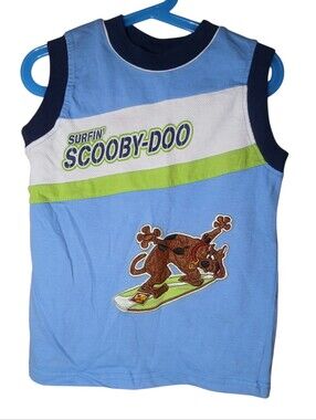 Vintage Scooby-Doo Blue Boys Embroidered Tank Top Shirt Size 6